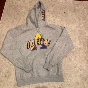 Heather grey SUNY Albany sweatshirt
